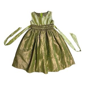 Princess Kloset sleeveless embroidered olive green formal/holiday dress girls 6